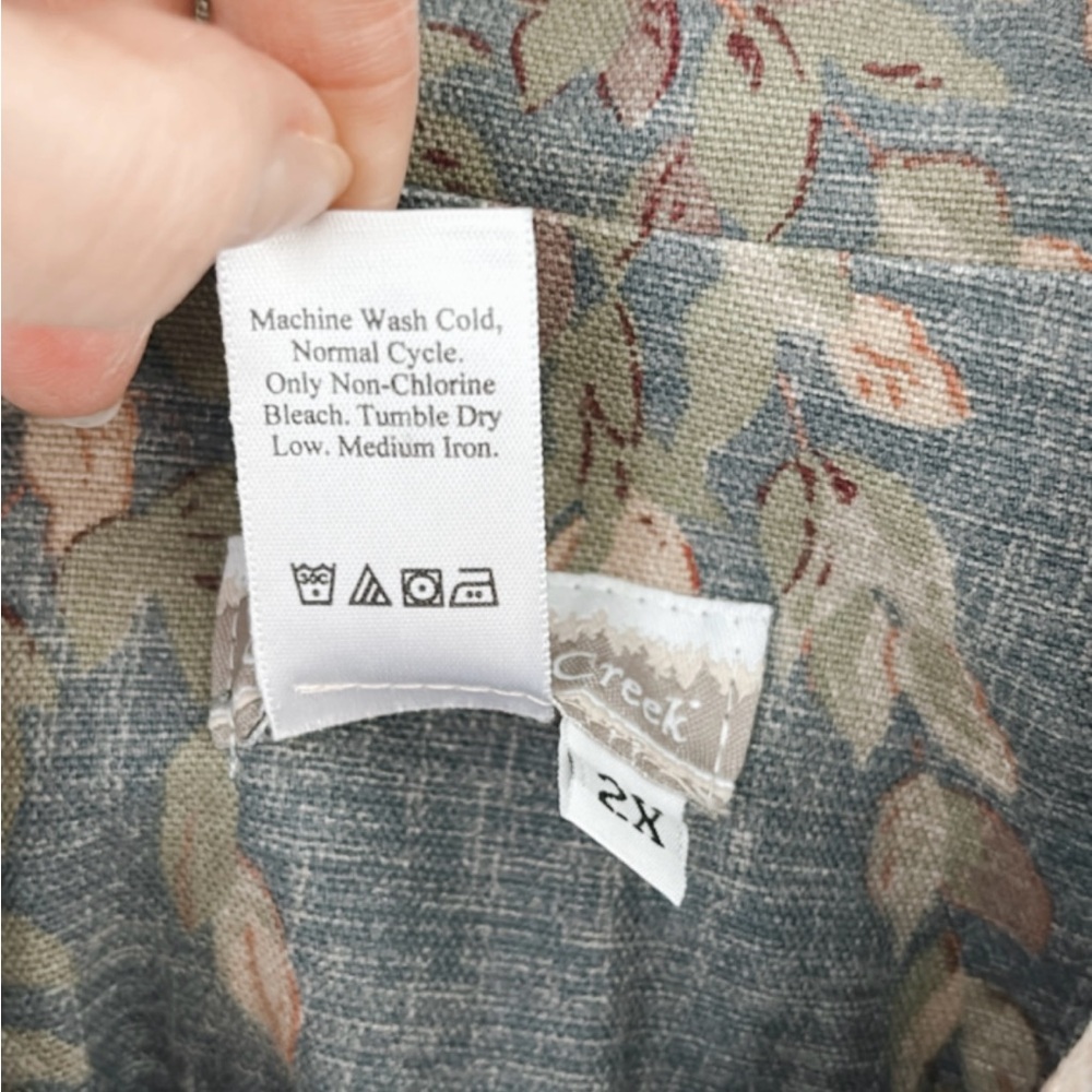 Coldwater Creek Canvas 100% Cotton Floral Jacket Muted Colorful Coastal 2X - Picture 12 of 12